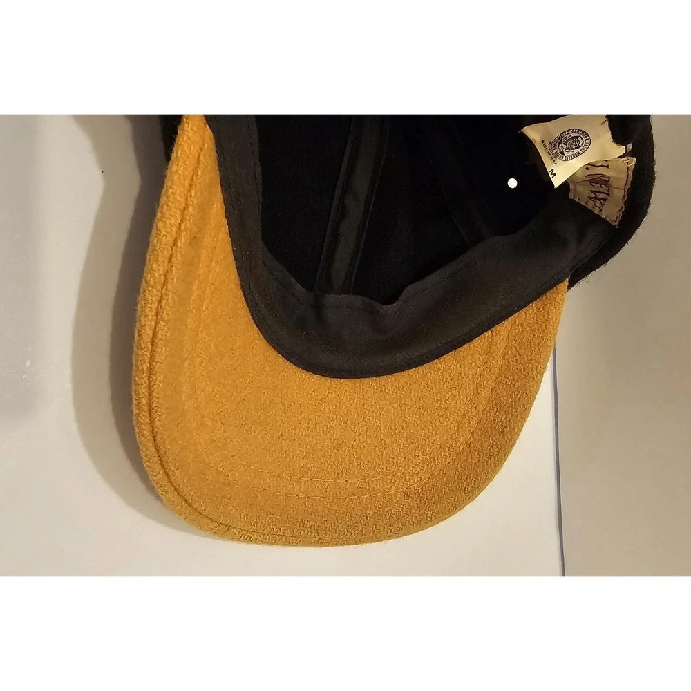 J.Crew Vintage Wool Blend Baseball Cap Black Mustard Yellow Made in USA Medium